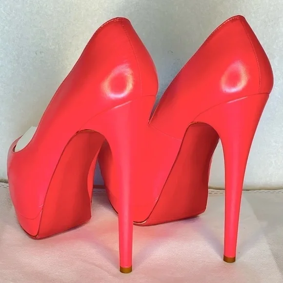 Christian Louboutin Lady Peep peep toe pump 150mm EU37 coral pink Napa kid lthr - Picture 10 of 16